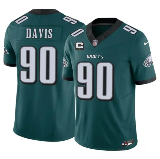Men's Green Philadelphia Eagles #90 Jordan Davis 2026 F.U.S.E. 1-Star C Patch Vapor Untouchable Limited Stitched Football Jersey